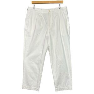 AYR Metropolitan Chino Pants Women14‎ Ivory Cream Pleated High Rise Straight Leg